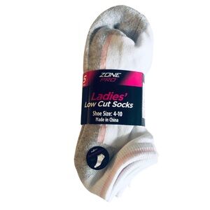 Zone Pro White and Gray Low Cut Socks
